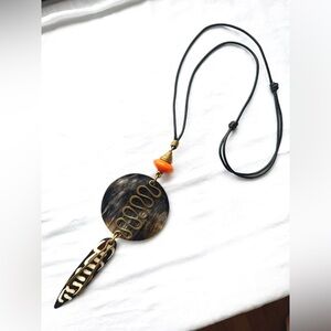 Made in Kenya Leather Statement Adjustable Necklace Unique Original